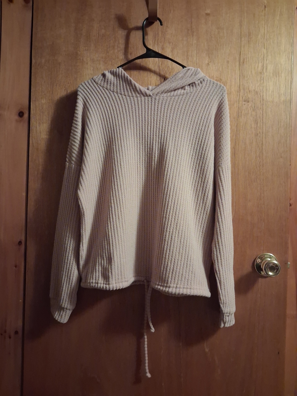 Stella Tweed Waffle-Knit Hooded Pullover - Mauve. NWT
